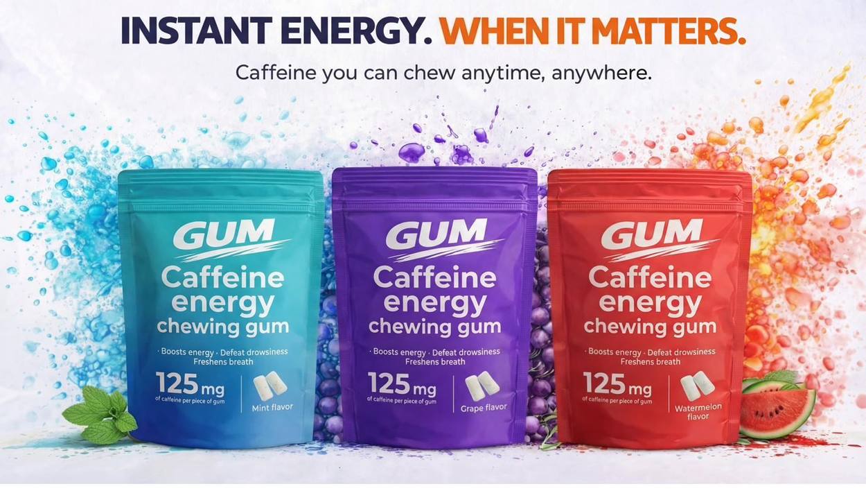 Instant energy when it matters — GUM caffeine energy chewing gum